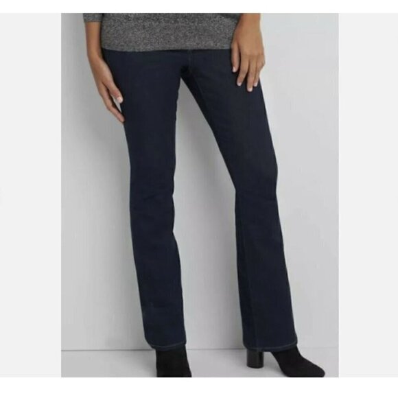 GAP Maternity 1969 STRETCH Demi Panel Baby Boot Cut Dark Jeans Size 26/2 - Picture 2 of 4